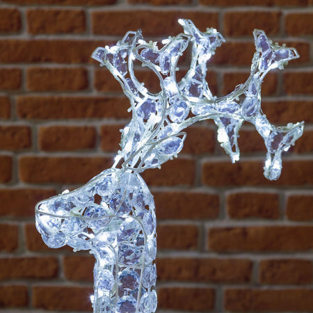 Renna natalizia luminosa a luce fissa con cristalli a led decorazione per interno ed esterno