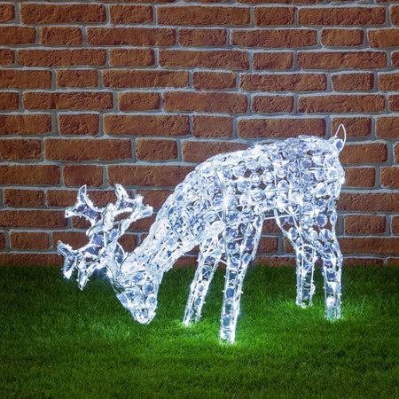 Renna natale che bruca luminosa da esterno luce fredda 200 led decorazioni natalizia