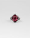 NOVE25 - ANELLO CHEVALIER OVALE PUNTINATO CON PIETRA CORINDONE