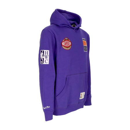 MITCHELL &amp; NESS Felpa Cappuccio Uomo Nba Hometown Fleece Hoodie Phosun Purple da uomo