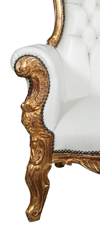 Biscottini Biscottini Poltrona Trono Luigi XVI Faggio Foglia Oro Anticato Intagliata