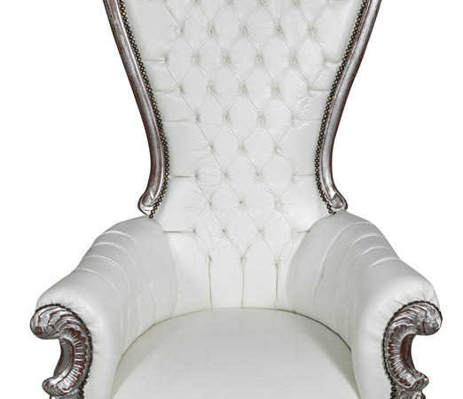 Biscottini Poltrona Trono Biscottini Stile Luigi XVI Faggio Argento Anticato 90x95x185