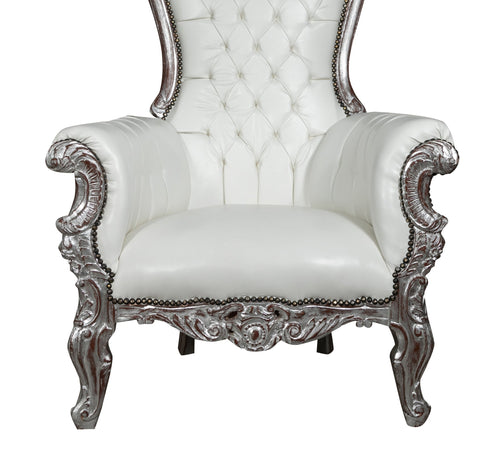 Biscottini Poltrona Trono Biscottini Stile Luigi XVI Faggio Argento Anticato 90x95x185