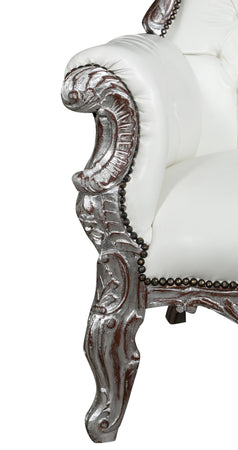 Biscottini Poltrona Trono Biscottini Stile Luigi XVI Faggio Argento Anticato 90x95x185