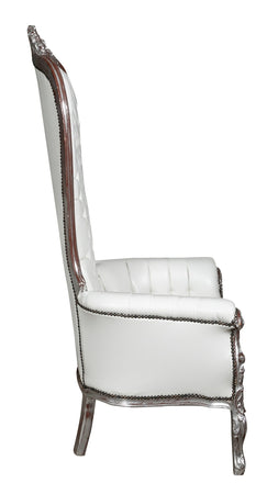 Biscottini Poltrona Trono Biscottini Stile Luigi XVI Faggio Argento Anticato 90x95x185