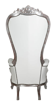 Biscottini Poltrona Trono Biscottini Stile Luigi XVI Faggio Argento Anticato 90x95x185