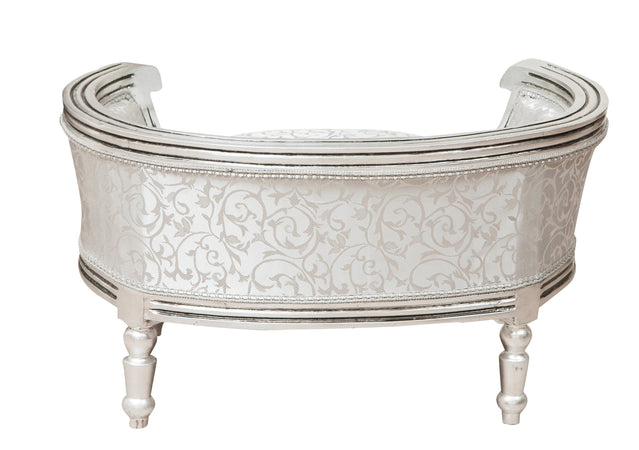 Biscottini Biscottini Pouf Luigi XVI Schienale Legno Faggio Patina Oro Artigianale 74x53x41