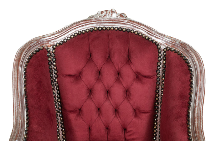 Biscottini Biscottini Poltrona Stile Luigi XVI Faggio Argento Anticato Seduta Bordeaux