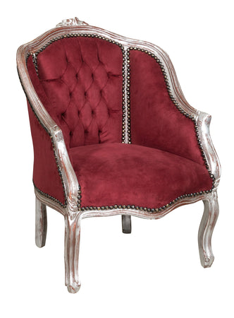 Biscottini Biscottini Poltrona Stile Luigi XVI Faggio Argento Anticato Seduta Bordeaux