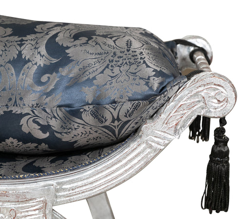 Biscottini Panchetta Biscottini Faldistorio Stile Francese Luigi XVI Legno Faggio Argento