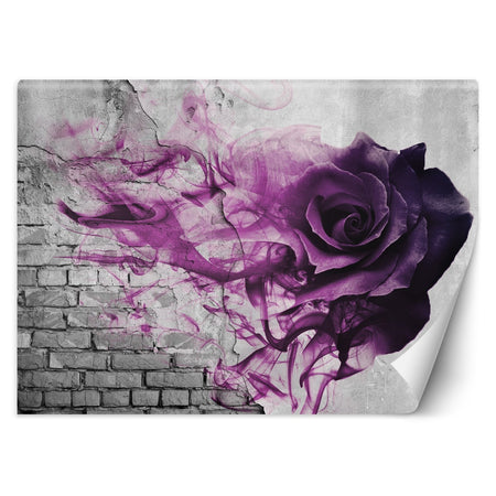 Carta Da Parati, Rosa viola effetto mattone 3D