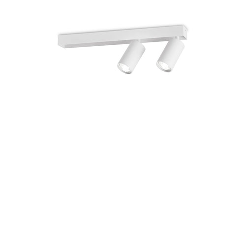 Plafoniera Contemporanea Profilo Metallo Bianco 2 Luci Gu10 28W 3000K Ip20