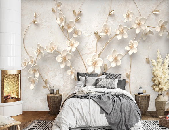 Carta Da Parati, Fiori su rami 3d