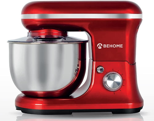 Behome Impastatrice Planetaria Professionale 5L Rosso | 6 Velocità, 2 fruste e 1 gancio per impastare