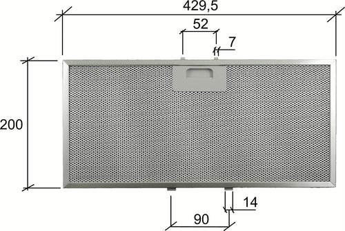 FILTRO CAPPA ALLUMINIO ELICA GFA BOXIN NEW 90CM 429,5 x 200 x 9 mm GRI0088006A