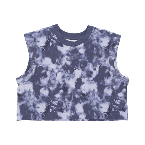 Nike Canotta Corta Donna Sportswear Wave Dye Cropped Tee Gridiron/diffused Blue da donna