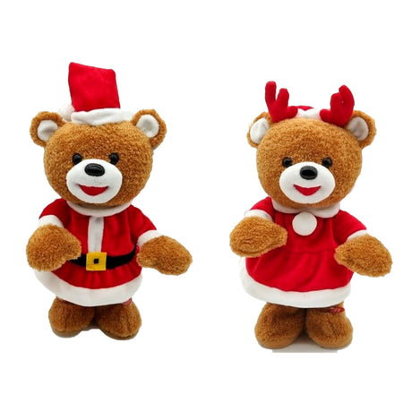 Peluche di natale orso musicale decorazione natalizia h 37 cm