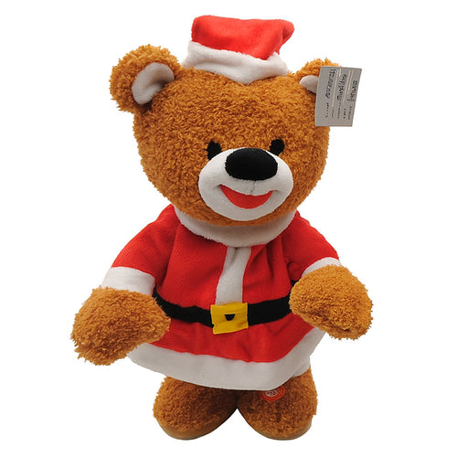 Orso peluche di natale musicale per decorazione natalizia 37 cm