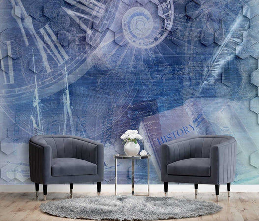 Carta Da Parati, Il tempo vola Blu astratto