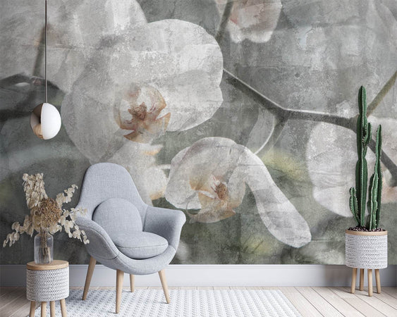 Carta Da Parati, Fiori di orchidea retrò