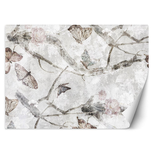 Carta Da Parati Farfalle Acquerello Calcestruzzo