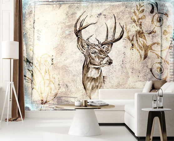 Carta Da Parati, Cervo Vintage Beige