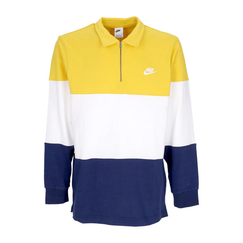 Nike Polo Manica Lunga Uomo Club Plus Colorblock L/s Top Vivid Sulfur/white/midnight Navy/white da uomo