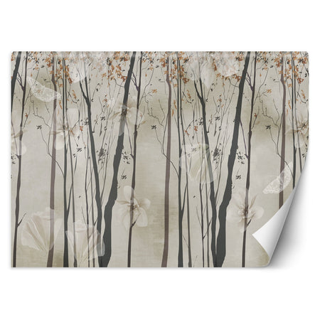 Carta Da Parati, Alberi Fiori e Farfalle
