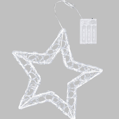 Stella in acrilico a led h 28 cm effetto gel luce fredda a batteria decorazione natalizia