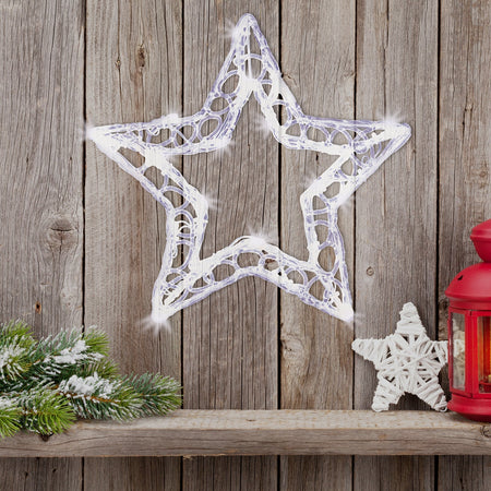Stella in acrilico a led h 28 cm effetto gel luce fredda a batteria decorazione natalizia