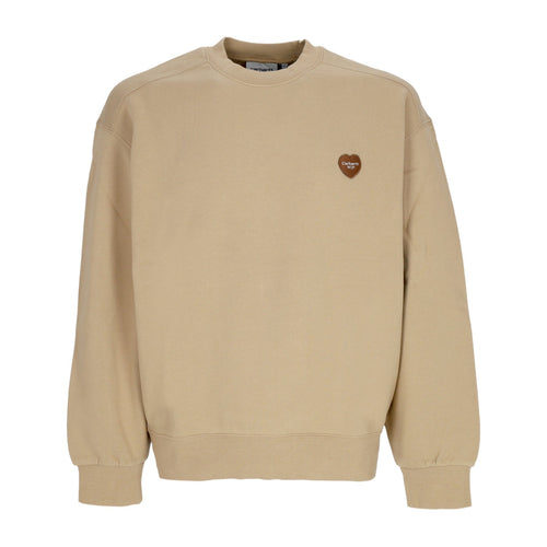 CARHARTT WIP Felpa Girocollo Uomo Heart Patch Sweatshirt Dusty H Brown da uomo