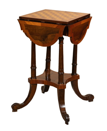 Biscottini Tavolino da Gioco Scacchiera Biscottini Radica Noce Dama Scacchi Legno 81x81x78