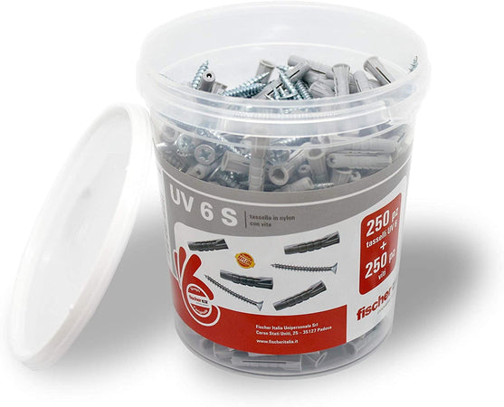 Fischer serie UV 8 S tassello nylon con vite - secchiello da 140 unità