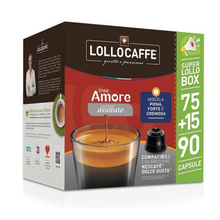 90pz (75+15) Lollo Caffe Capsule Dolce Gusto Amore Assoluto