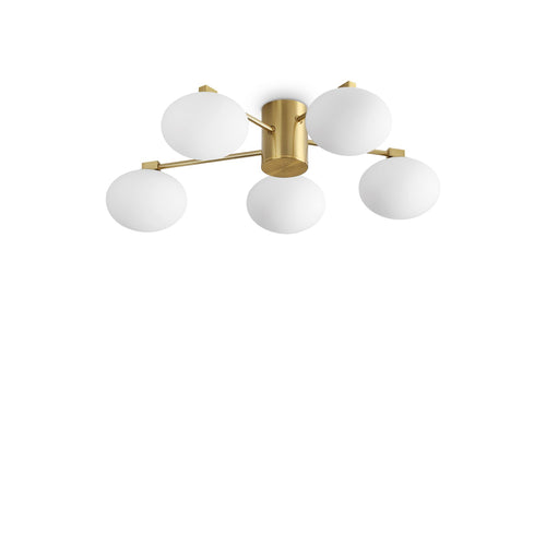 Plafoniera Contemporanea Hermes Metallo Ottone 5 Luci G9 28W 3000K Ip20