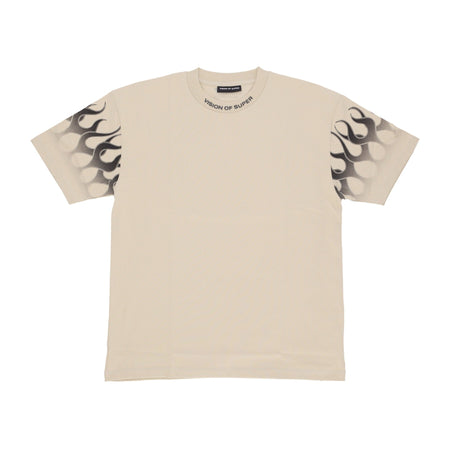 VISION OF SUPER Maglietta Uomo Flames Tee Sand/black da uomo