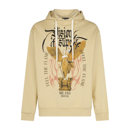 VISION OF SUPER Felpa Leggera Cappuccio Uomo Rock Mather Hoodie Sand da uomo