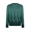 VISION OF SUPER Maglione Uomo Jacquard Flames Jumper Balsam Green da uomo