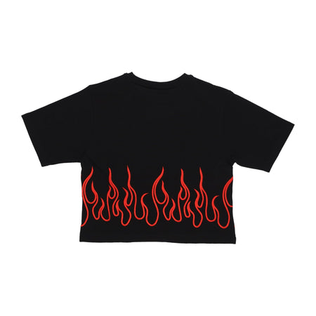 VISION OF SUPER Maglietta Corta Donna Embroidered Flames Tee Black/red da donna