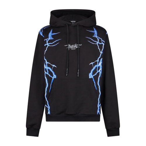PHOBIA Felpa Leggera Cappuccio Uomo New Lightning Hoodie Black/blue da uomo