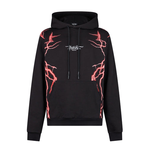 PHOBIA Felpa Leggera Cappuccio Uomo New Lightning Hoodie Black/red da uomo