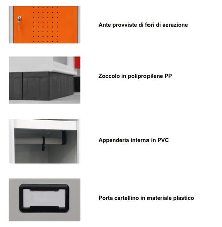 Armadio metallico per spogliatoio con piano superiore a 4 posti cm. 120x50x175h