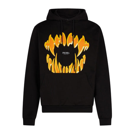 PHOBIA Felpa Leggera Cappuccio Uomo Mouth Print Hoodie Black/orange da uomo