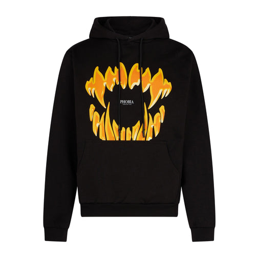 PHOBIA Felpa Leggera Cappuccio Uomo Mouth Print Hoodie Black/orange da uomo