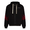 VISION OF SUPER Felpa Leggera Cappuccio Zip Uomo Embroidered Flames Zip Hoodie Black/red da uomo