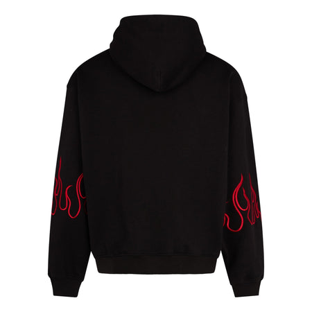 VISION OF SUPER Felpa Leggera Cappuccio Zip Uomo Embroidered Flames Zip Hoodie Black/red da uomo