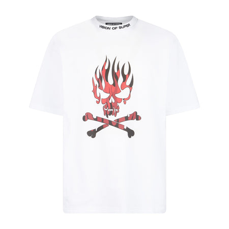 VISION OF SUPER Maglietta Uomo Skull Print Tee White/red da uomo