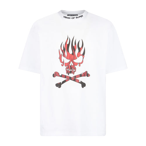 VISION OF SUPER Maglietta Uomo Skull Print Tee White/red da uomo