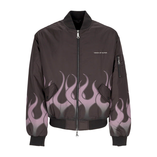 VISION OF SUPER Giubbotto Bomber Uomo Flames Bomber Black/purple da uomo