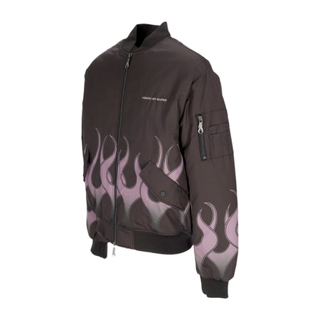 VISION OF SUPER Giubbotto Bomber Uomo Flames Bomber Black/purple da uomo